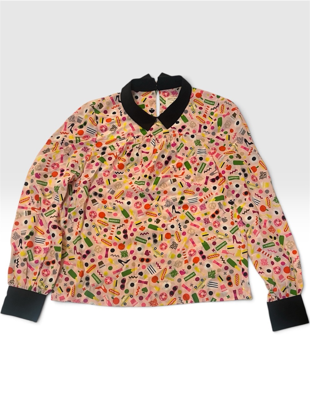Kate Spade x Darcel silk rare print peter pan style blouse